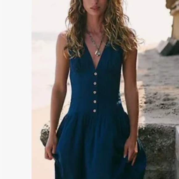 Free People linen blend Best Dressed midi dress - Picture 6 of 10